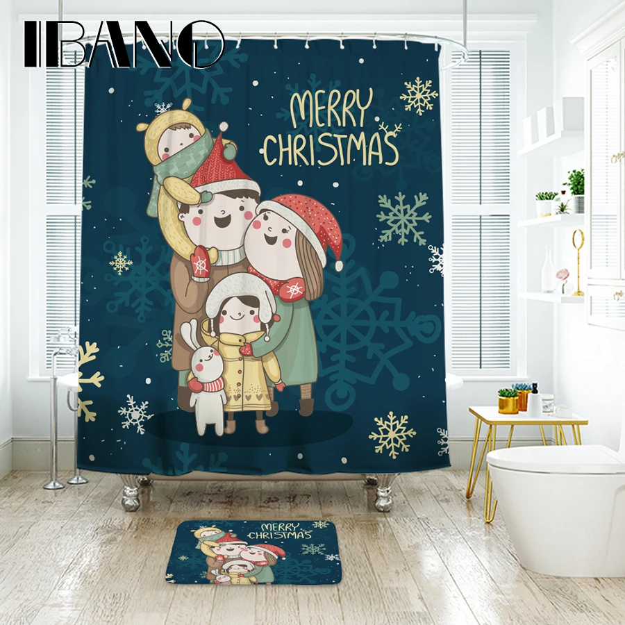 IBANO Merry Christmas занавеска для душа Водонепроницаемый полиэстер ткань занавеска для ванной комнаты с 12 шт. Пластиковые Крючки коврик