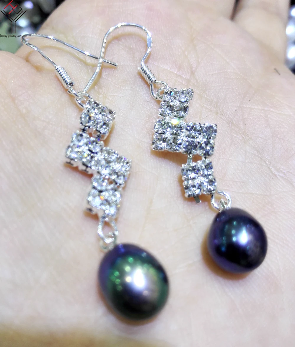 3 пар/лот Женские Ювелирные серьги 8 мм черные зеленые овальные жемчужные Сияющие