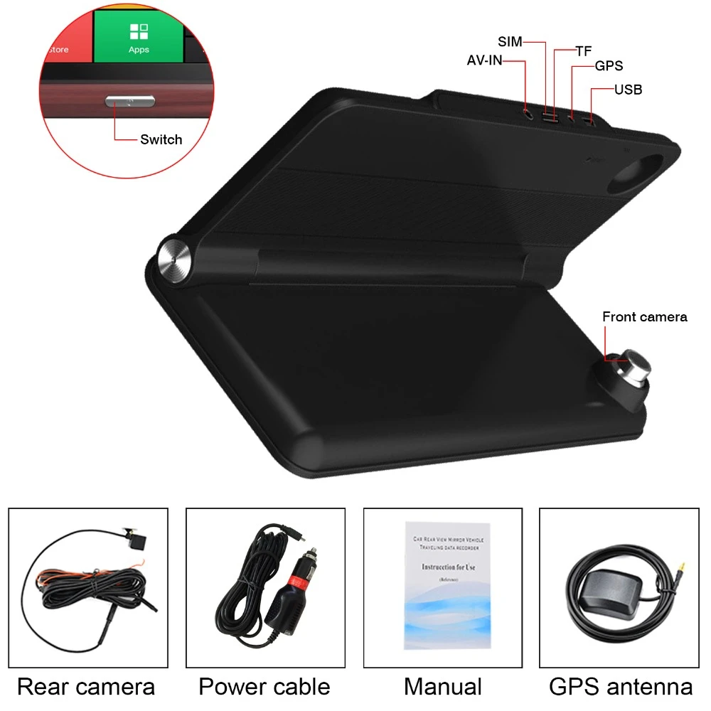 Dealcoo 8' сенсорный экран 4G Автомобильный dvr видеомагнитофон камера ADAS двойной
