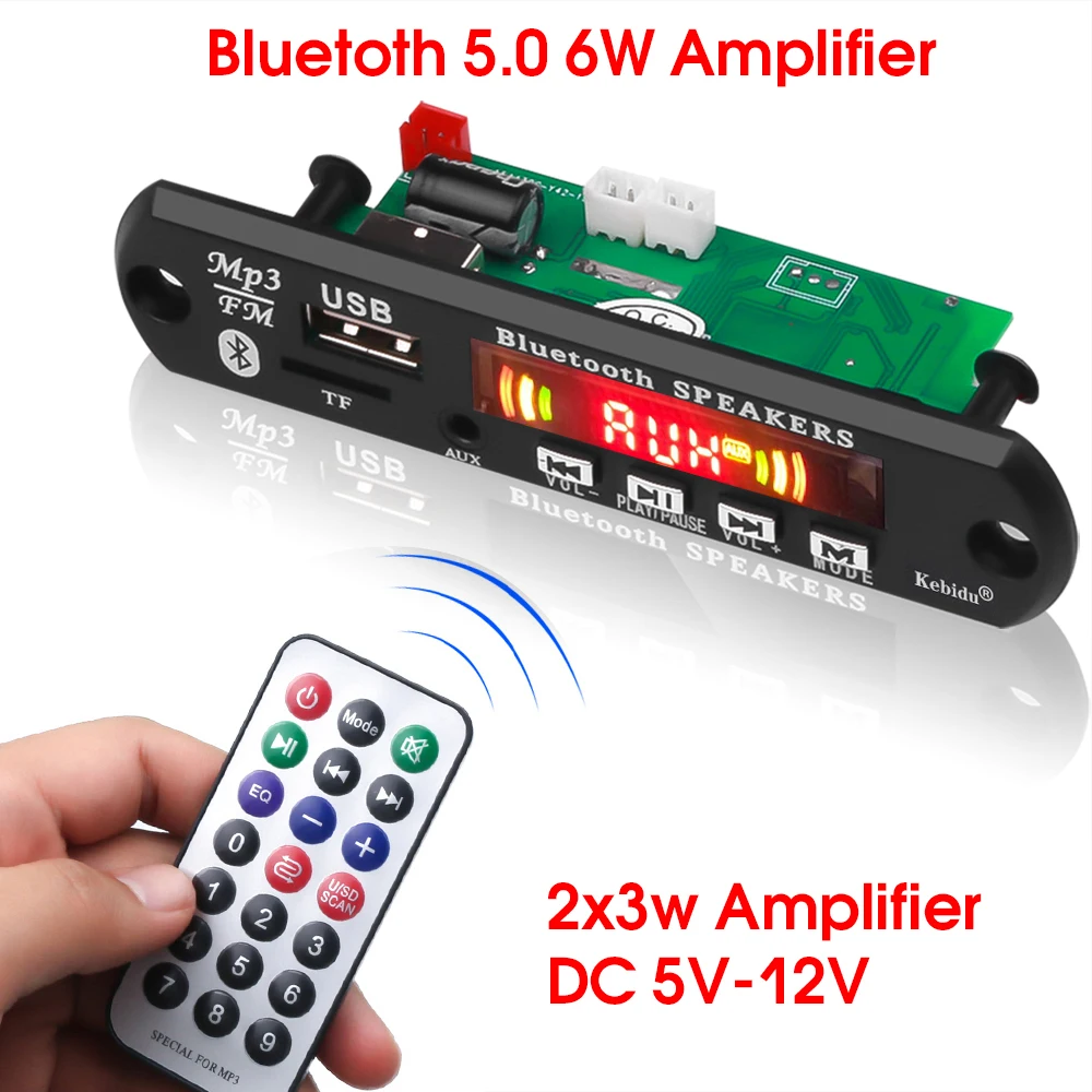 Mp3 плеер с усилителем Bluetooth 5 0 В 12 громкая связь запись USB Aux декодер плата модуль FM