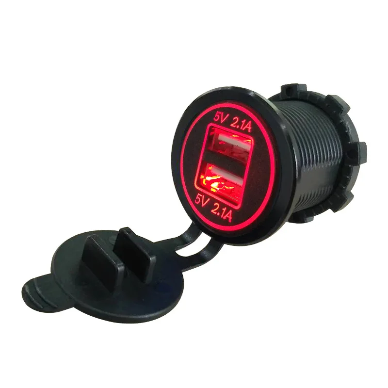 Red 4.2A автомобильное зарядное устройство универсальное 2 порта USB Автомобильное зарядное устройство для iphone samsung Xiaomi автомобильное зарядное устройство со светодиодным индикатором - Тип штекера: Red