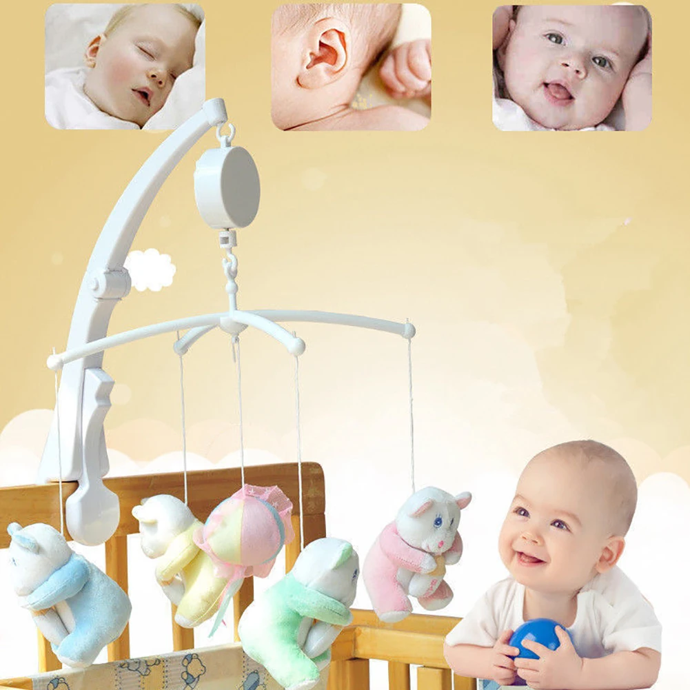 Baby Music Box Rotary Mobile Crib Bed Hanging Bell Wind-up Rotating Clockwork Movement Mobile Music Box Kids Develop Toy Gift