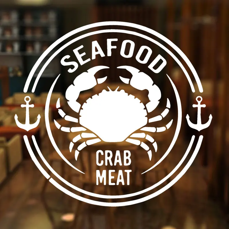 Знак морепродуктов наклейки на стену с мясом краба виниловые украшения