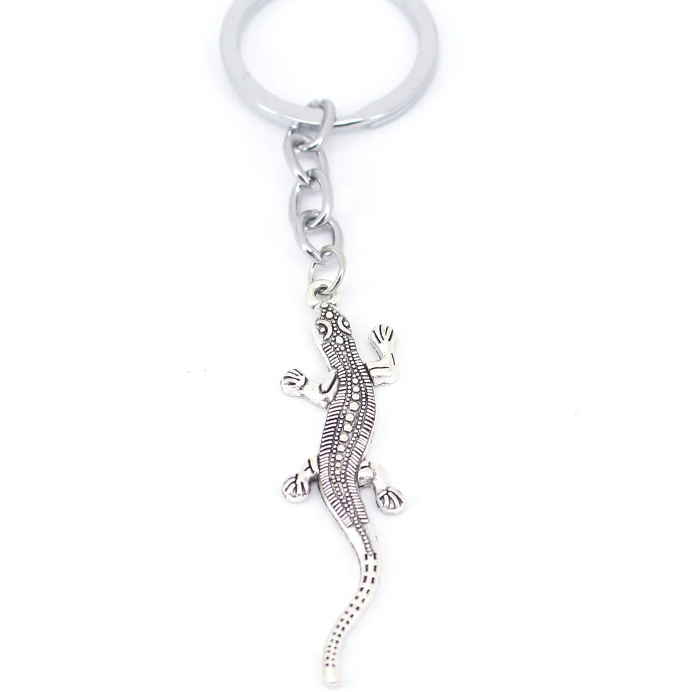 

hzew Ancient silver color 3D lizard key chains animal lizard keychain