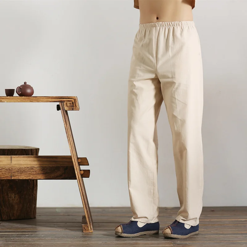 Штаны Тай Чи китайские Костюмные штаны Тан хлопковые в стиле Чун фу размер 165 190|kung