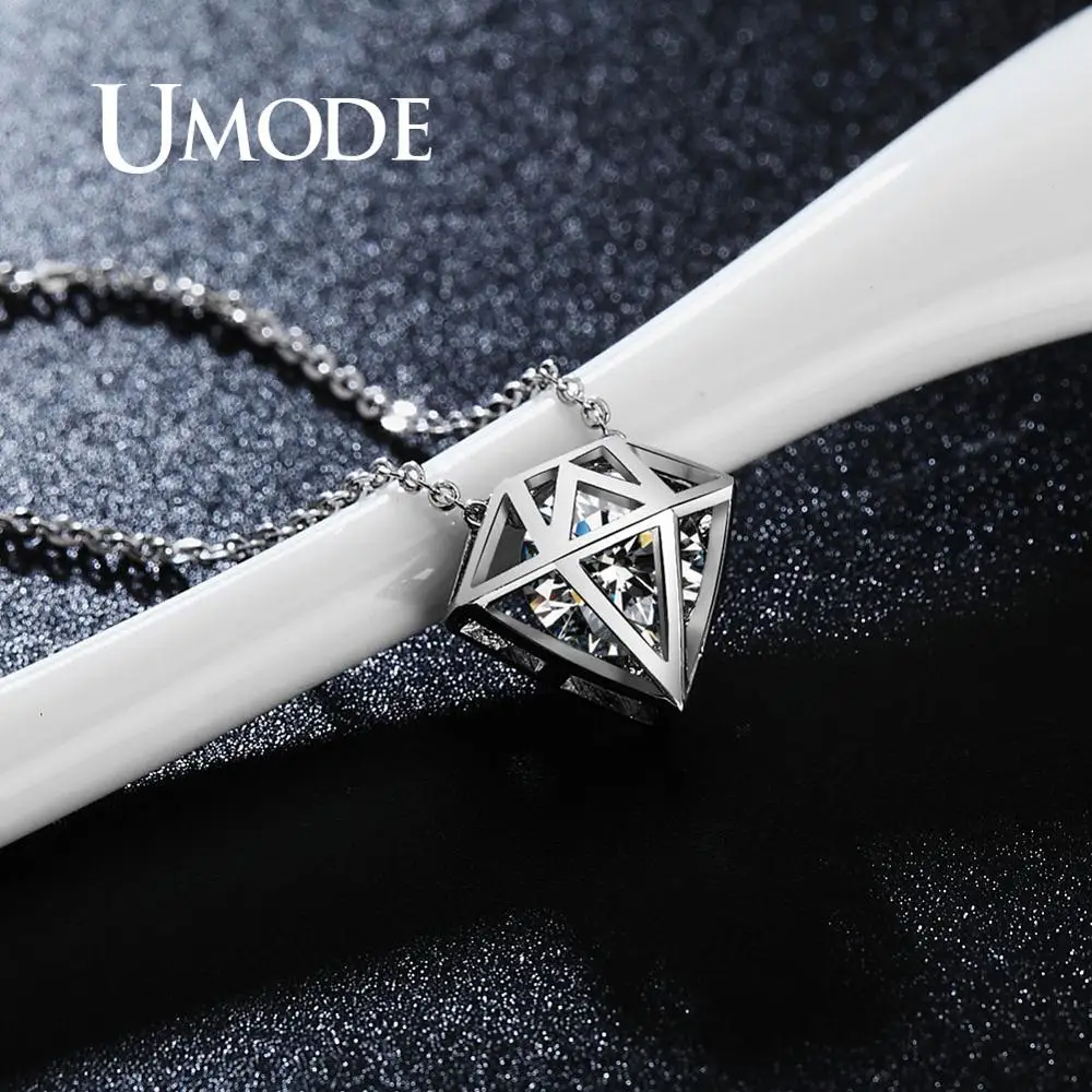 UMODE топ AAA кубический цирконий ожерелья полые геометрической формы кулон