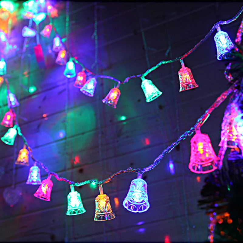 40 светодиодов водонепроницаемая гирлянда с колокольчиками Рождественская