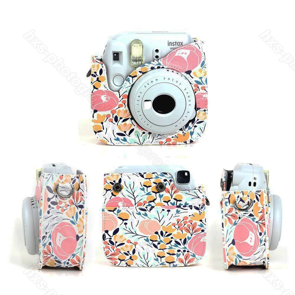 Чехол для Камеры Fujifilm Instax Mini качественная сумка через плечо из искусственной кожи с ремешком для Fuji Instax Mini 9, Instax Mini 8 - Цвет: forest pink