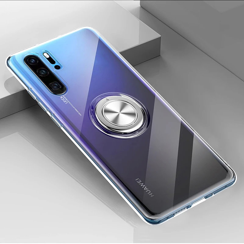 Чехол для huawei P30 Pro Lite, прозрачный мягкий силиконовый чехол с кольцом-держателем для huawei P20 mate 20 Pro X Honor View 20, чехол для телефона