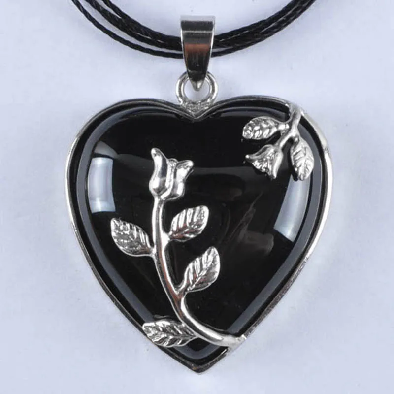 Черный сердолик кулон из бисера ювелирные изделия для женщин подарок сердце