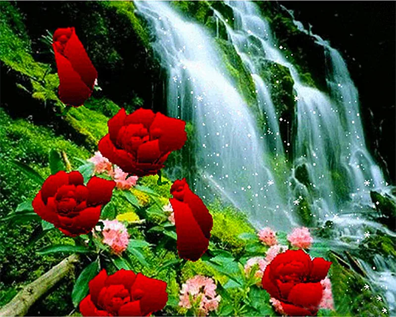 Алмазная Вышивка Цветы и водопад Diy инструмент для работы с бисером горный