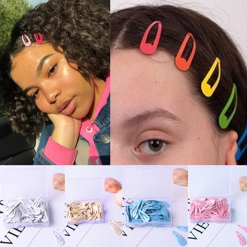 

50Pcs/Lot Korean Candy Color Hair Clip Princess Baby Barrette Cartoon Hairpins Headdress For Girls Hairwear Headwear Accessory