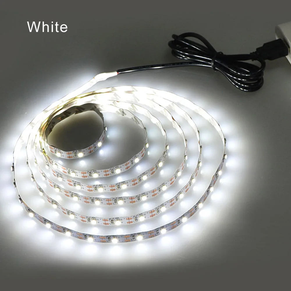 White no remote 1 м 3 м 5 м IP20 3528 SMD DC 5 в USB зарядное устройство источник питания светодиодный светильник RGB пульт дистанционного управления USB кабель адаптер Светодиодный светильник Декор - Испускаемый цвет: White no remote