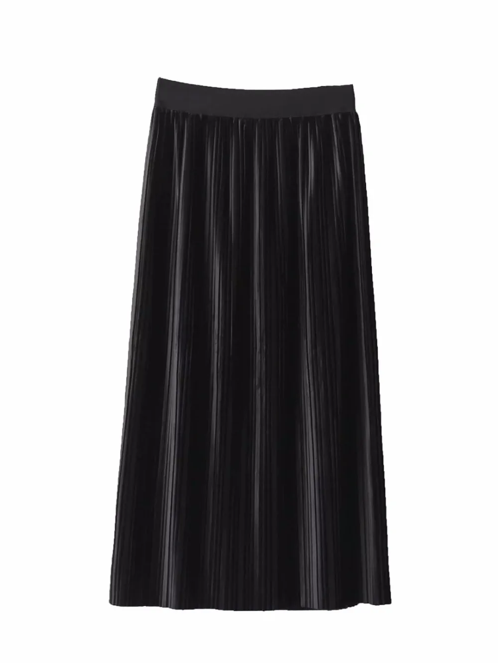 Новый Осень Зима Долго Плиссированные Юбки Женская Высокая Талия Мода Блестящий