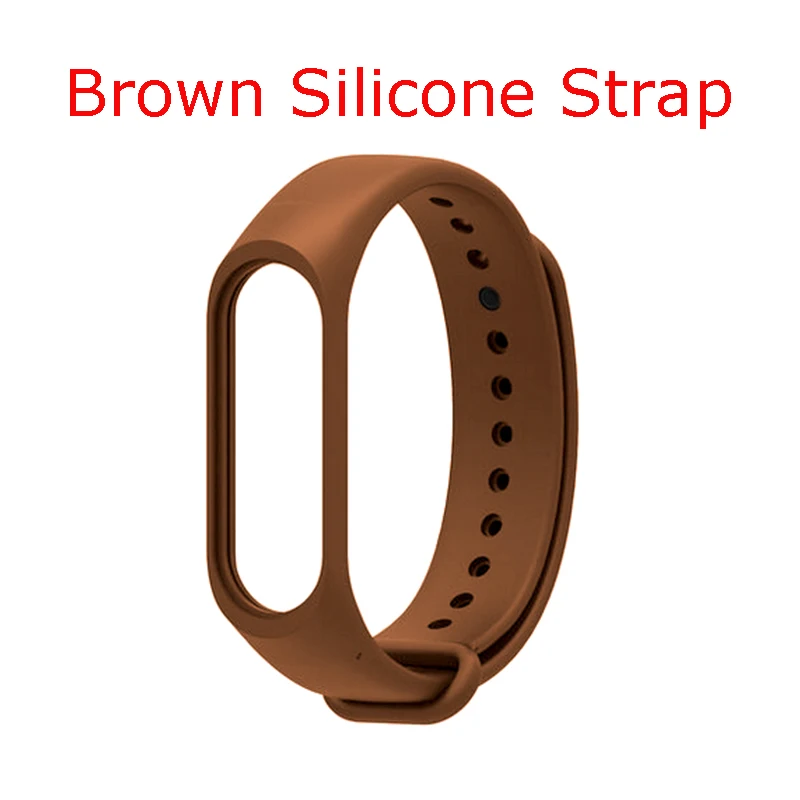 Brown Silicone Strap Ремешок для Xiaomi mi Band 3 и 4 mi Band 3 модный ремешок для замены многоцветного ремешка с бесплатной пленкой спортивный ремешок из нержавеющей стали для mi band 3 и 4 - Цвет: Brown Silicone Strap