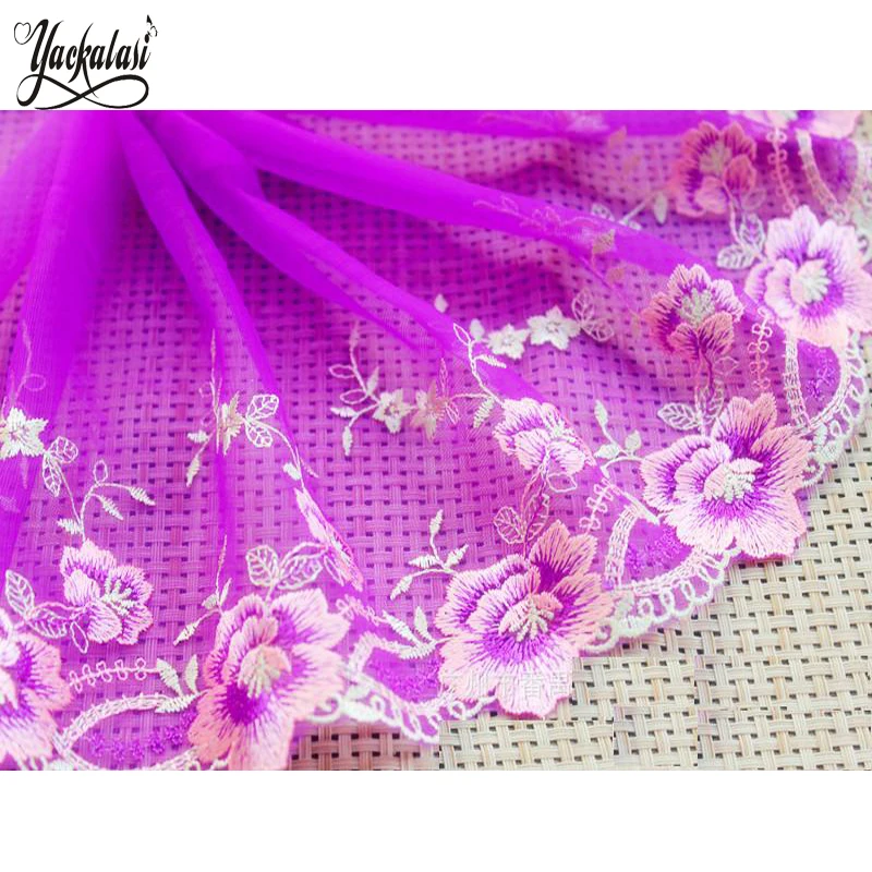 

YACKALASI 14 Yds/Lot Soft tulle cotton embroidery lace trim DIY Garment Accessories 3d Floral Lace Sewing Trims 20cm