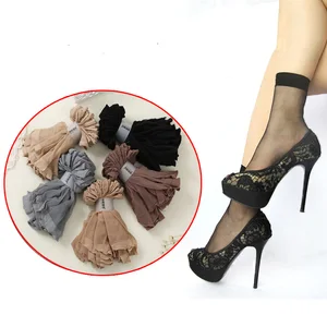 Летние сексуальные ультратонкие прозрачные шелковые женские носки, высокие эластичные черные нейлоновые короткие носки, женские носки, 10 пар = 20 штук