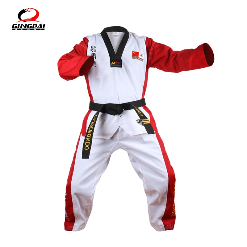 Top Quality Colored Taekwondo Uniform for Adult Child Teenagers Poomsae Dobok Red Blue Black TaeKwondo&Karate Clothing