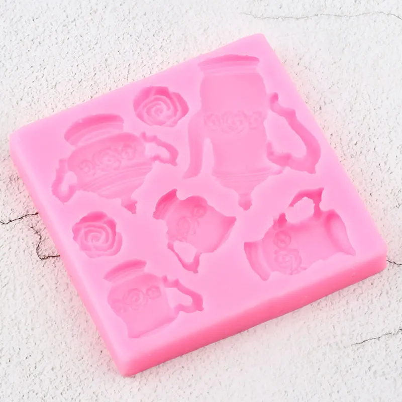 3D силиконовые формы для чайника цветок свадебный торт украшение помадка форма