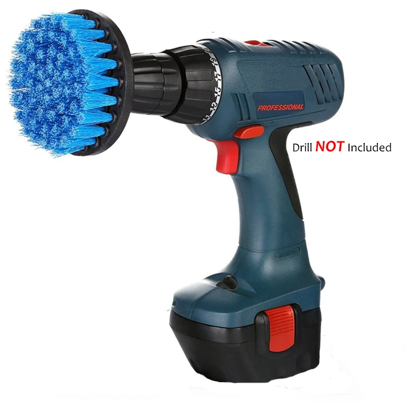 

4-дюймовая щетка для чистки дрели, мощный скребок, жесткая щетка для чистки, коврик для насадок, синий инструмент для плитки в ванной комнате