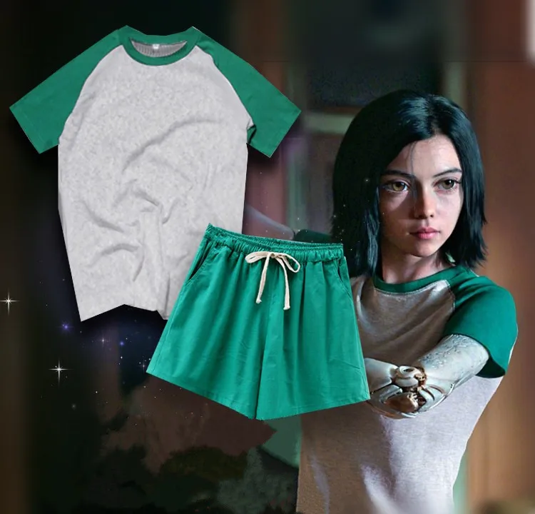 Alita костюм для косплея с ангелом битвы футболка коротким рукавом и штаны| |