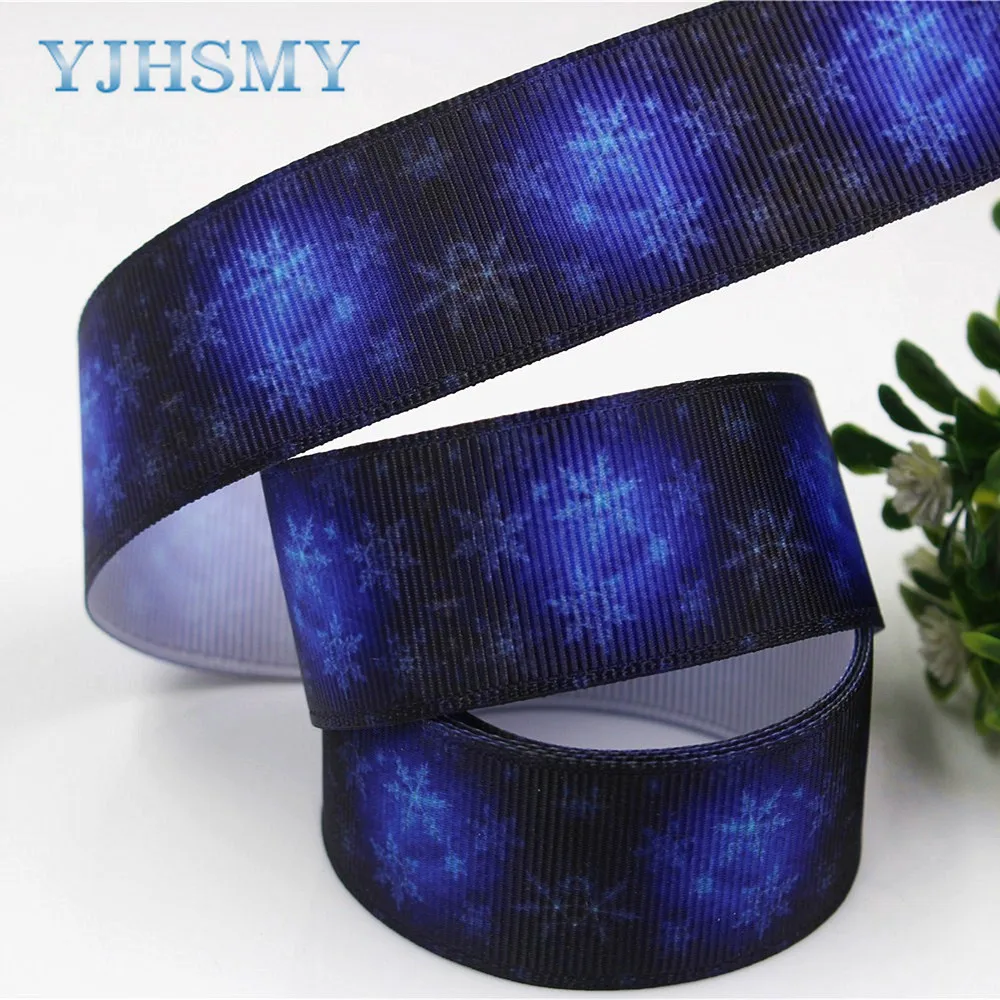 Ленты со снежинками YJHSMY 1712021 10 ярдов 25 мм Термотрансферная печать сетчатые