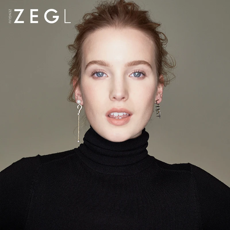 Женские серьги с буквами ZEGL ассиметричные длинные 2019 | Украшения и аксессуары