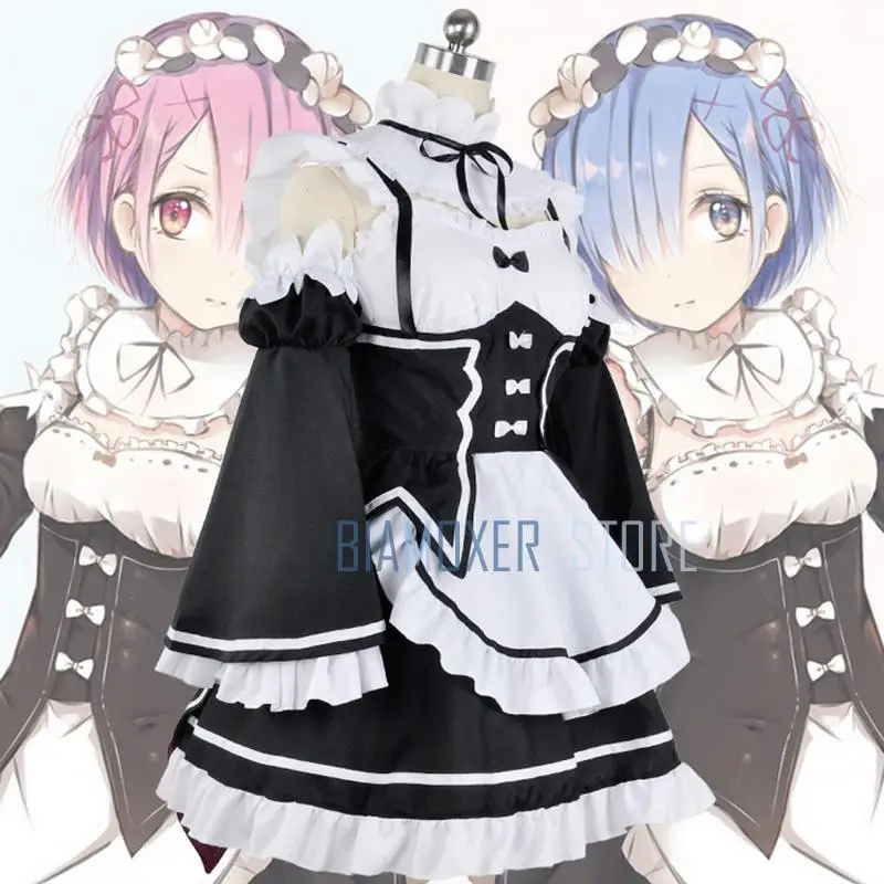 Костюм для косплея Biamoxer Re:zero Ram Rem парик костюм служанки на Хэллоуин Re Life In A в