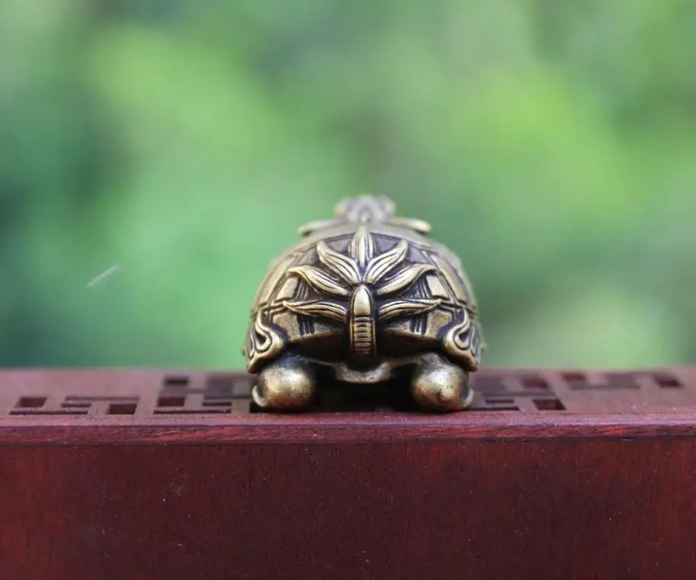 4 см китайский амулет из чистой бронзы дракон-черепаха фэн-шуй скульптура