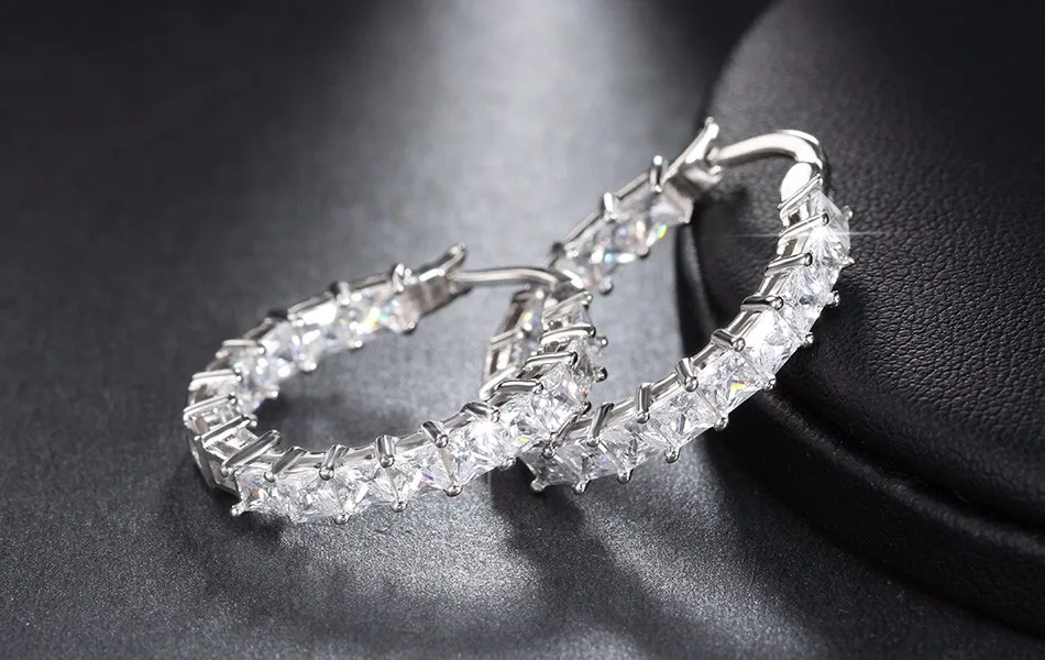 ORSA JEWELS, модные женские серьги-кольца круглой формы с 0.1ct, блестящие серьги-кольца с австрийским кубическим цирконием для женщин OE144