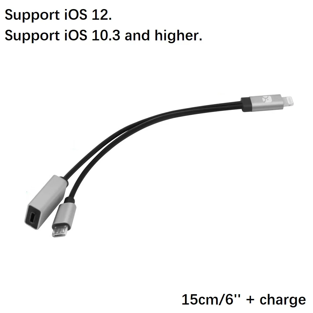 iOS12 15cm Charge Кабель Meenova Lightning-to-MicroUSB USB DAC OTG для iPhone78XSMax/iPad/iPod, iOS 12, цифровой усилитель, HiFi, MIDI клавиатура, камера - Цвет: iOS12 15cm Charge