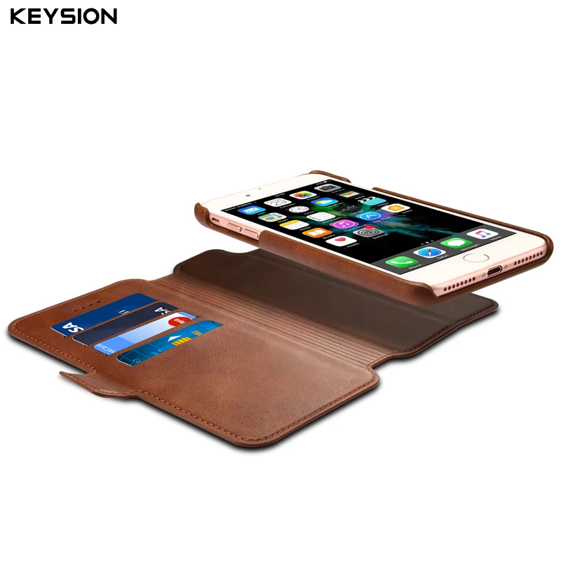 KEYSION роскошный флип-кейс для iPhone 8, 8 Plus съемный кошелек чехол Магнитный 2 в 1 PU кожаные с отделениями для карт чехол для iPhone7 7 Plus