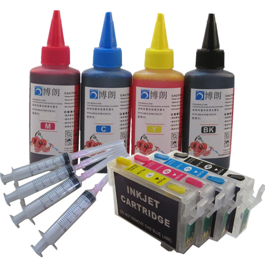 refill ink kit T1281 Refillable ink cartridge for EPSON Stylus S22/SX125/SX130/SX230/SX235W/SX420W/SX425W SX430 Printer dye ink