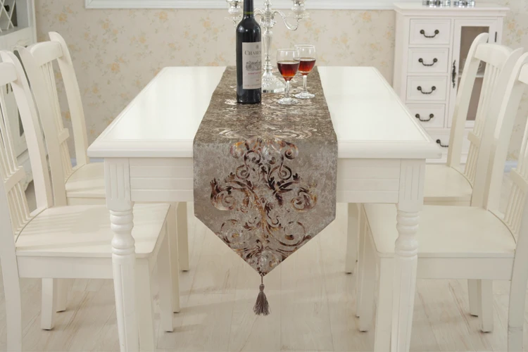 3 размера Европейский бронзированный велюровый Настольный бегун Роскошная