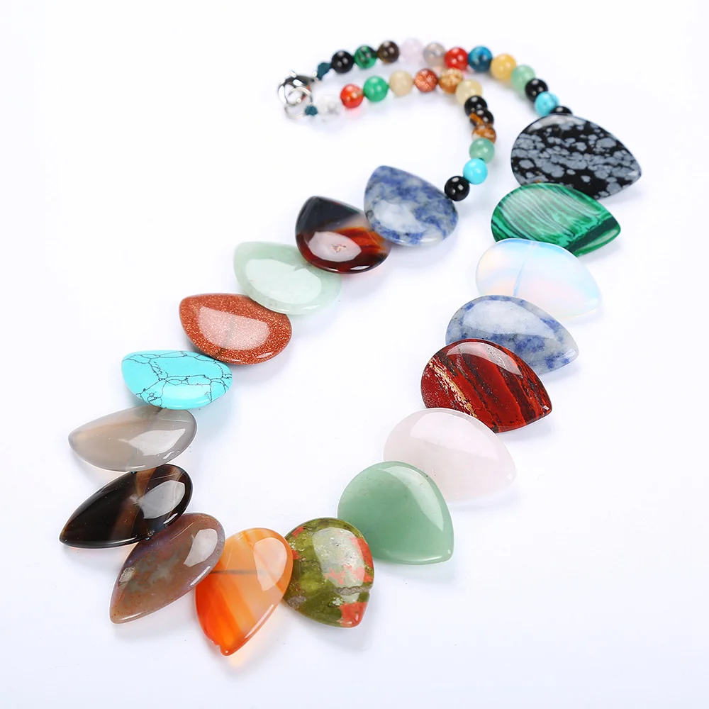 Hot Natural Stone Necklace Column Crystal Tiger Eye Turquoise Amethyst Pendant Chains For Women Jewelry | Украшения и аксессуары