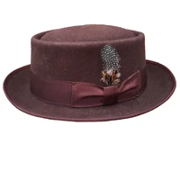 classic wool felt brown pork pie hat porkpie jazz fedora hat round top trilby stingy brim hats