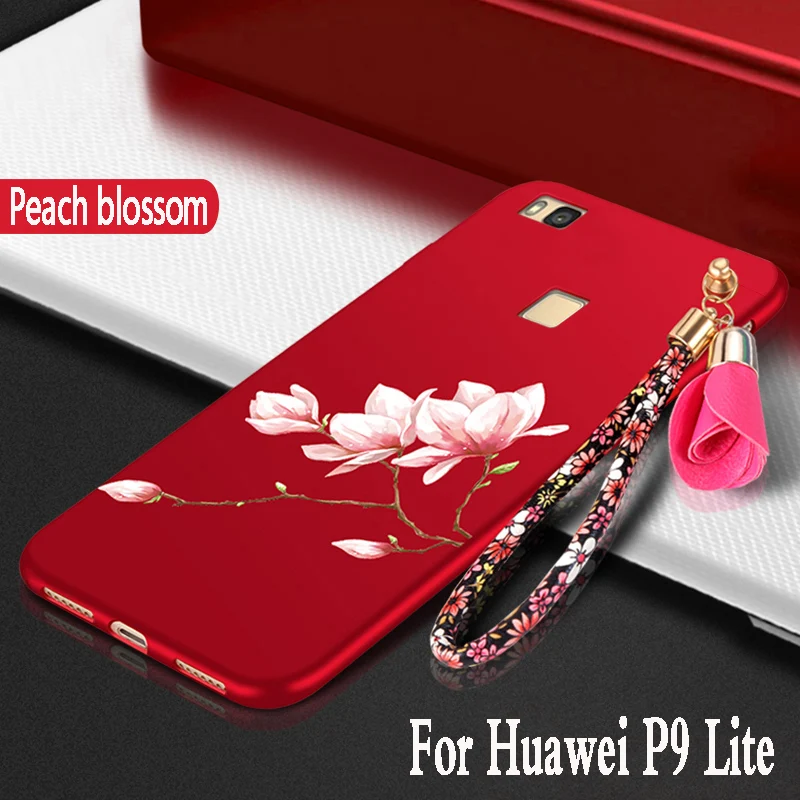 Чехол для Huawei p9 lite силиконовый роскошный 3d чехол с цветами защитная флип сумка