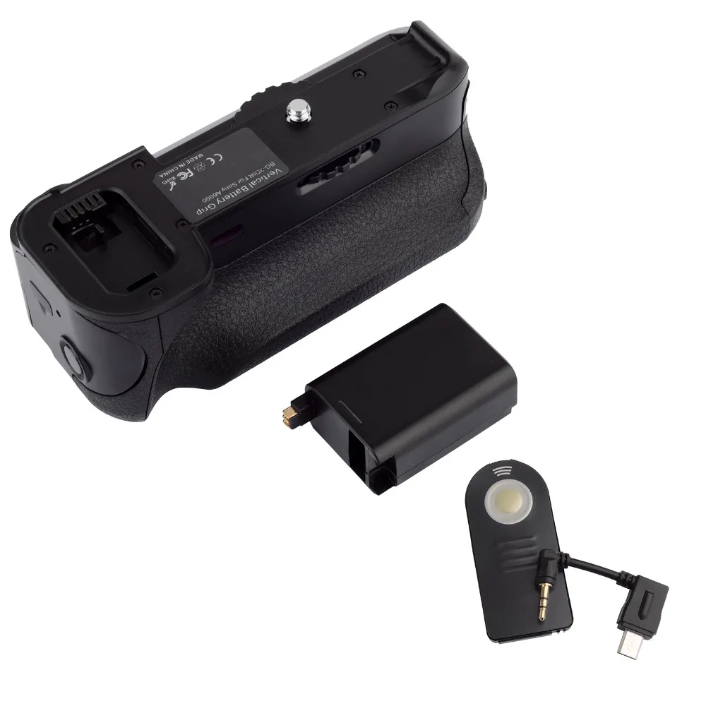 Микро USB Вертикальная ручка Батарейный держатель пакет + ИК пульт для Sony A6000|battery