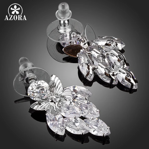 Серьги подвески AZORA в виде бабочки с фианитами AAA + TE0113|earrings cost|earrings triangleearrings factory |