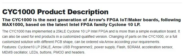 1 шт х CYC1000 FPGA IoT чайник доска с Cyclone 10 LP FPGA LIS3DH 3-осевой датчик