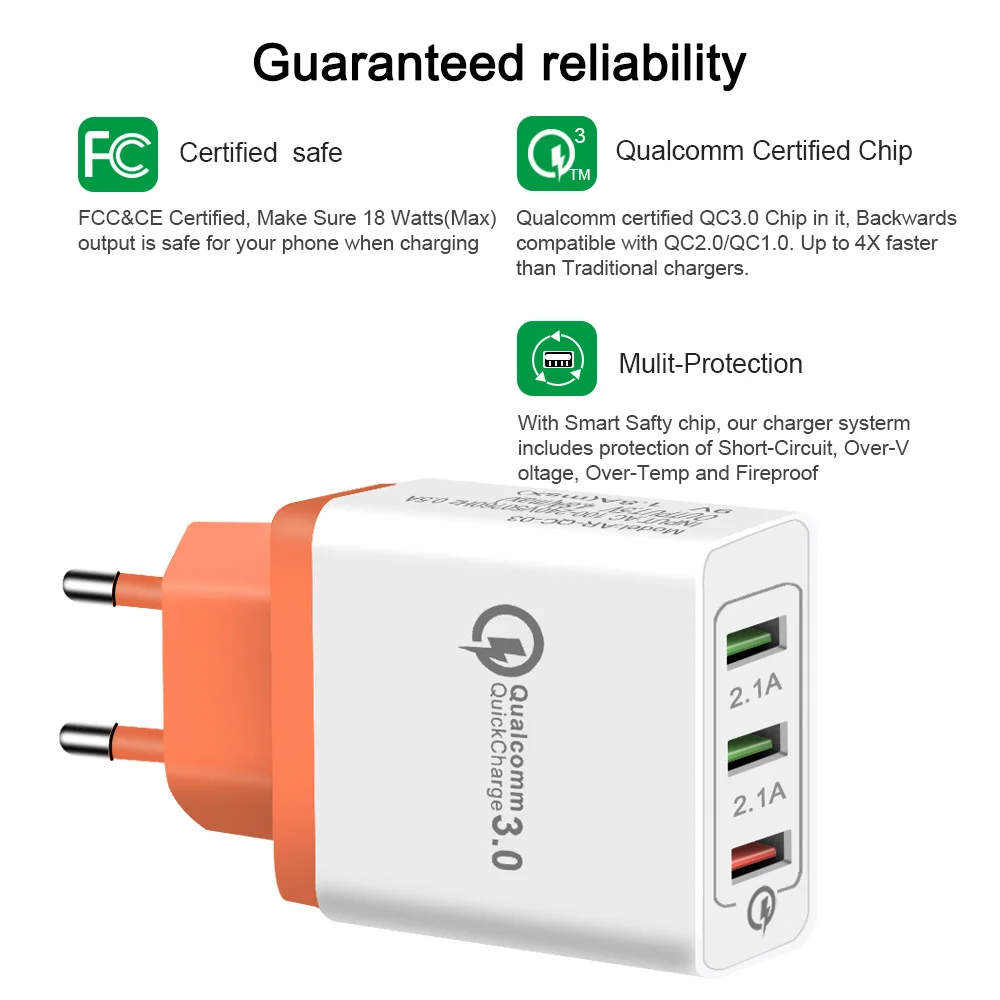 18 Вт USB зарядное устройство quick charge 3 0 для iPhone X 8 7 iPad быстрое настенное Samsung Note 9 S10 Plus