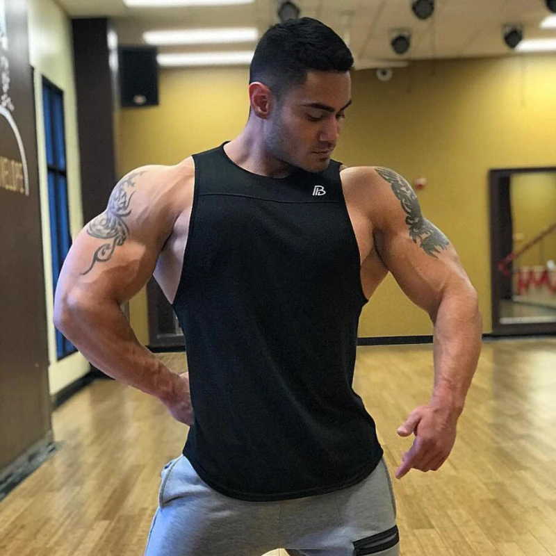 Белый топ форма для гимнастики Спорт Бег Мужчины s Tanktop Фитнес Спортивная одежда
