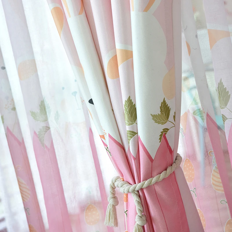 QANHU Hot Sale Rabbit Manor Polyester/Cotton Comfortable Living Curtains for the Room bedroom Children Baby Free shipping | Дом и сад