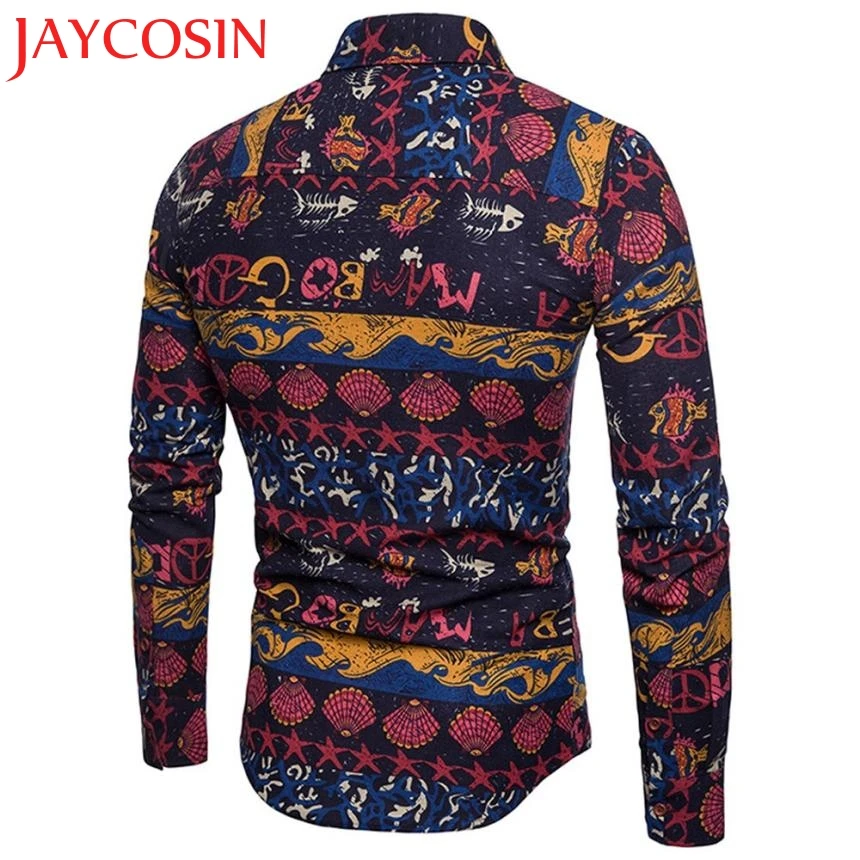 Jaycosin 2018 Мужская Повседневная рубашка с длинным рукавом деловая приталенная
