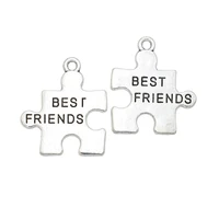 antique silver plated best friends charms pendants for jewelry making bracelet diy handmade craft 23x27mm