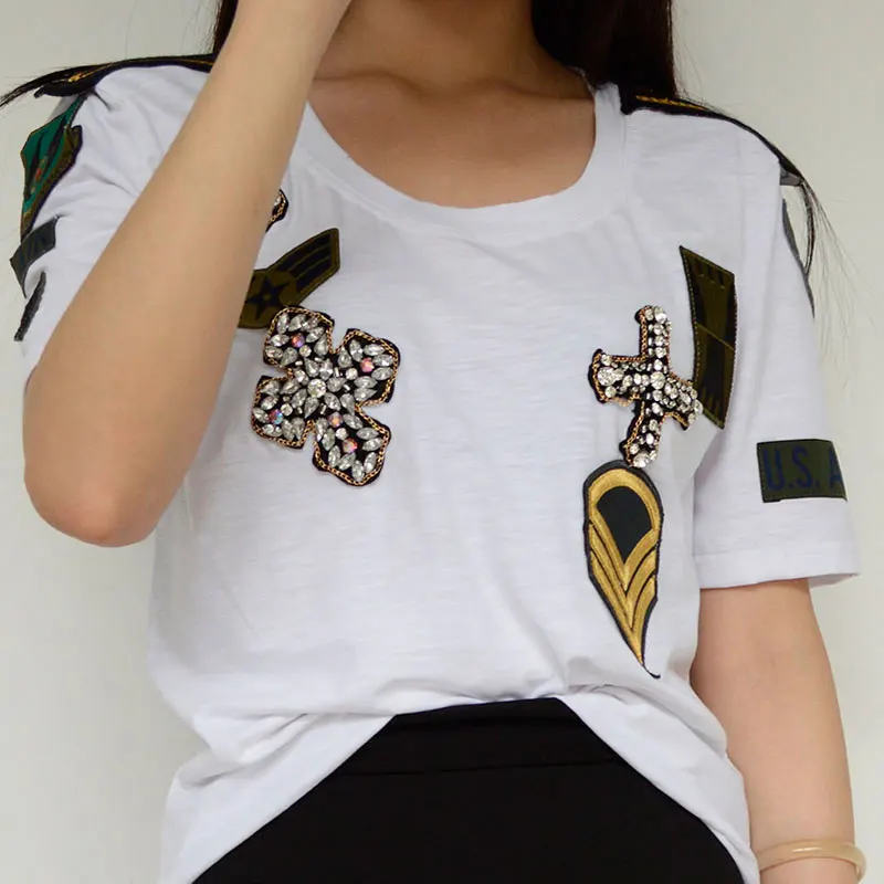 Модная свежая женская футболка с бисером женские футболки | Женская одежда