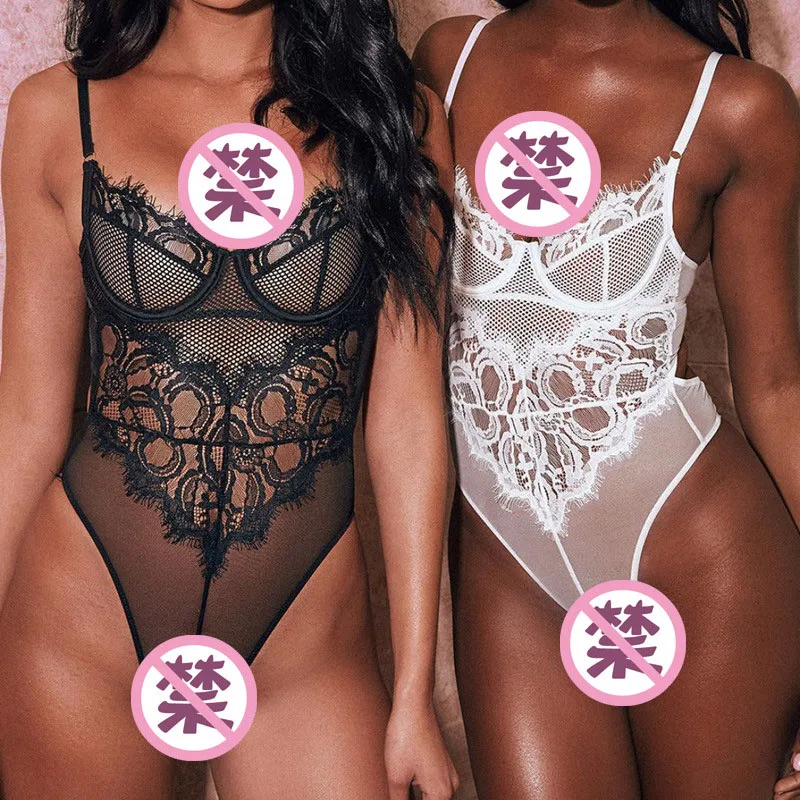 Женское сексуальное женское белье Черное кружево с ресничками сорочка Babydoll
