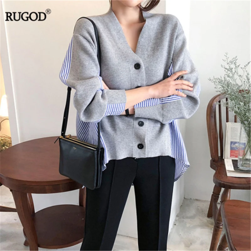 Модная рубашка RUGOD кардиган в стиле пэчворк женский корейский Повседневный