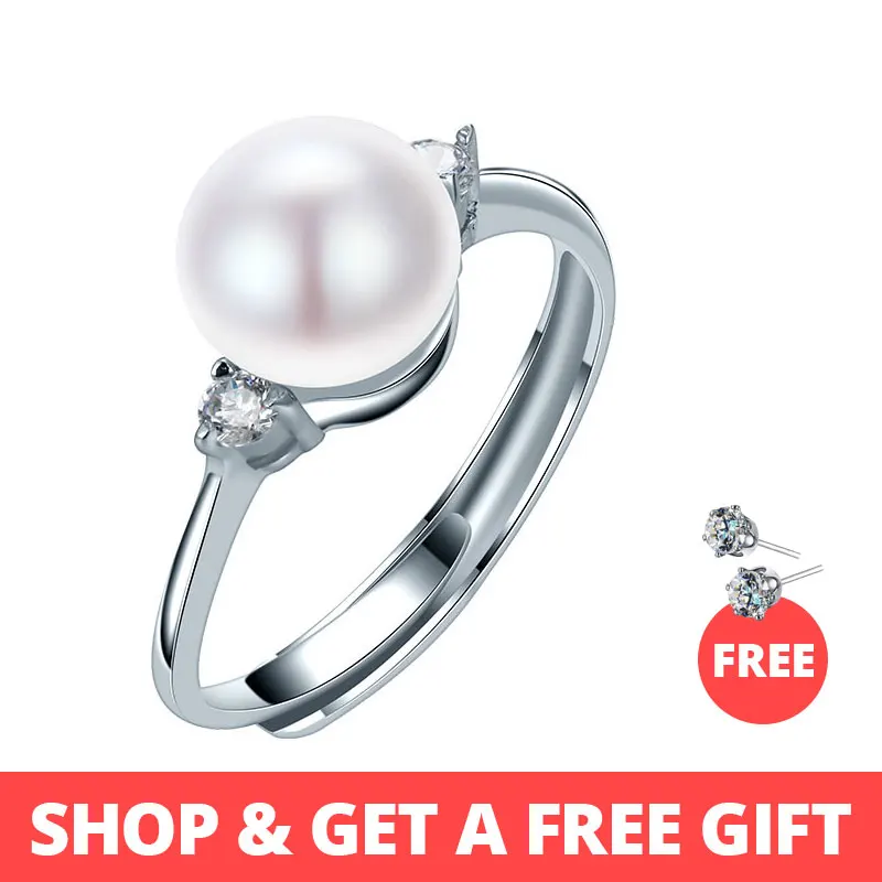 

Dainashi Natural Freshwater Pearl Ring 8-9mm Fashion fine Jewelry for women 925 Sterling Silver Adjustable Zircon Ring Wholesale