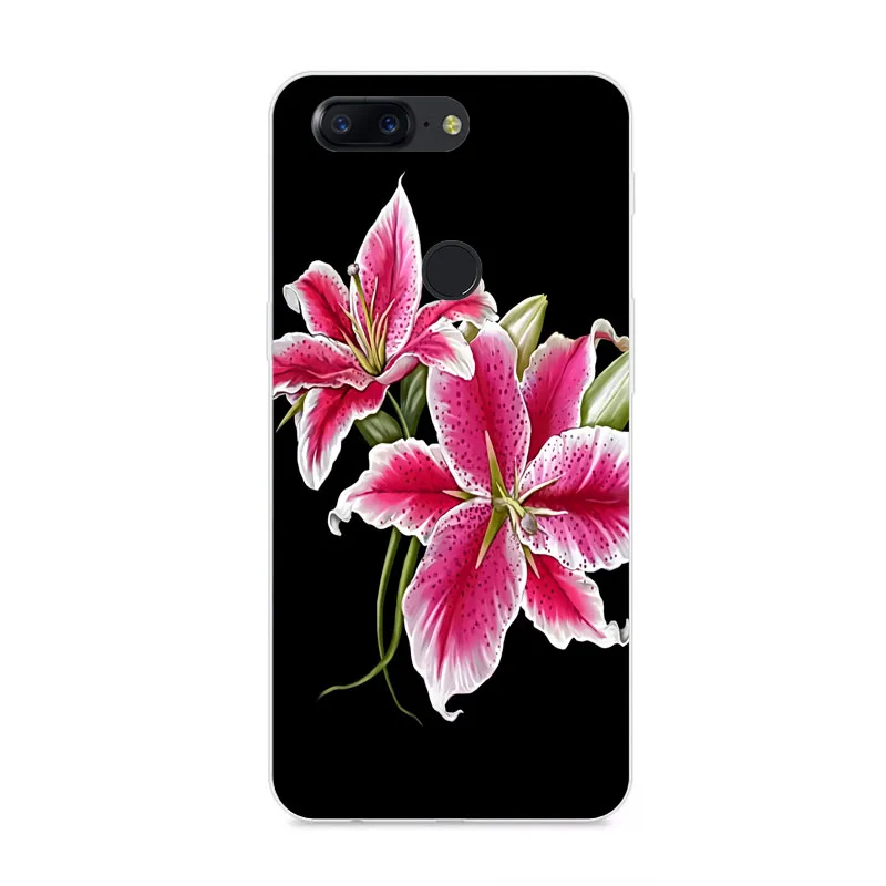 OnePlus 5t Case Silicon Flower Painted Painting Soft TPU Back Cover for One Plus Protect Phone cases shell |